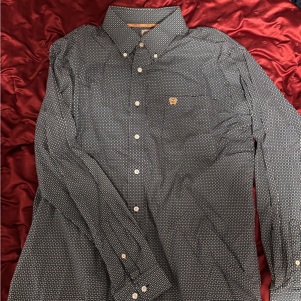 Men's Black Patterned Cinch shirt